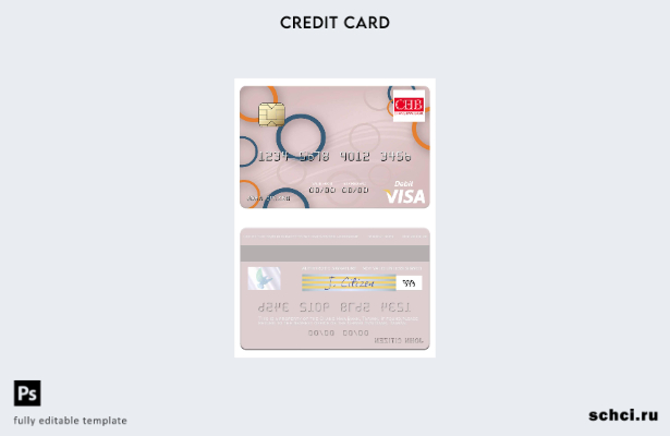 скачать в цифровом формате шаблон дебетовой карты Visa Тайваня Chang Hwa Bank